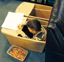 bin setup as desk 